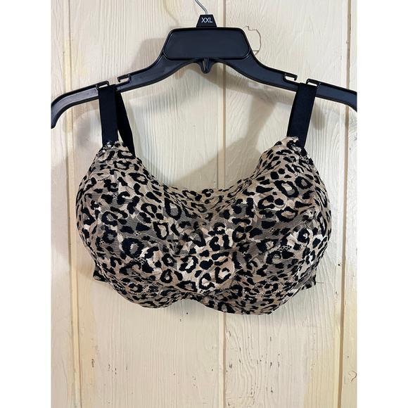 40DDD Comfrort Choice Bra Bralette Leopard Mesh Wireless Soft Cup Lined Wirefree - Picture 3 of 7